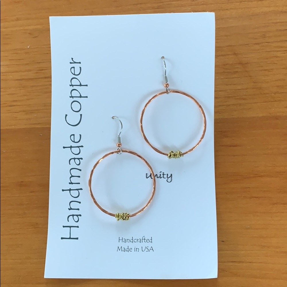 Mixed metal, hoop earrings.